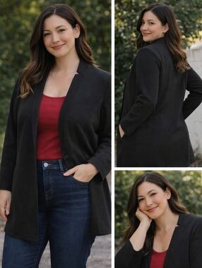 SHEIN Black Long Trench Coat with Single-Button Front